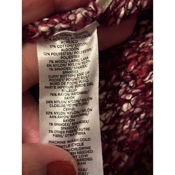 Ann Taylor Magenta Woven Sweater Jacket M Open Front Office Career - Picture 6 of 9